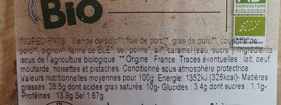 Terrine campagne - Nutrition facts - fr