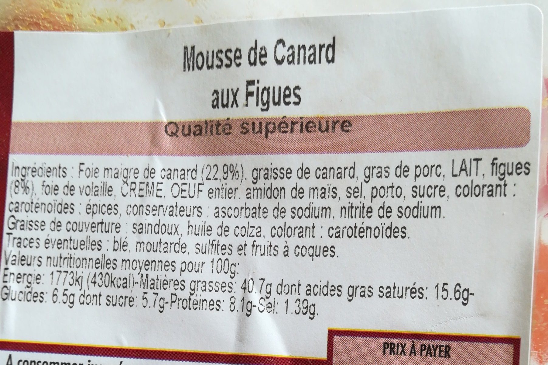 Mousse de canard aux figues - Ingredients - fr