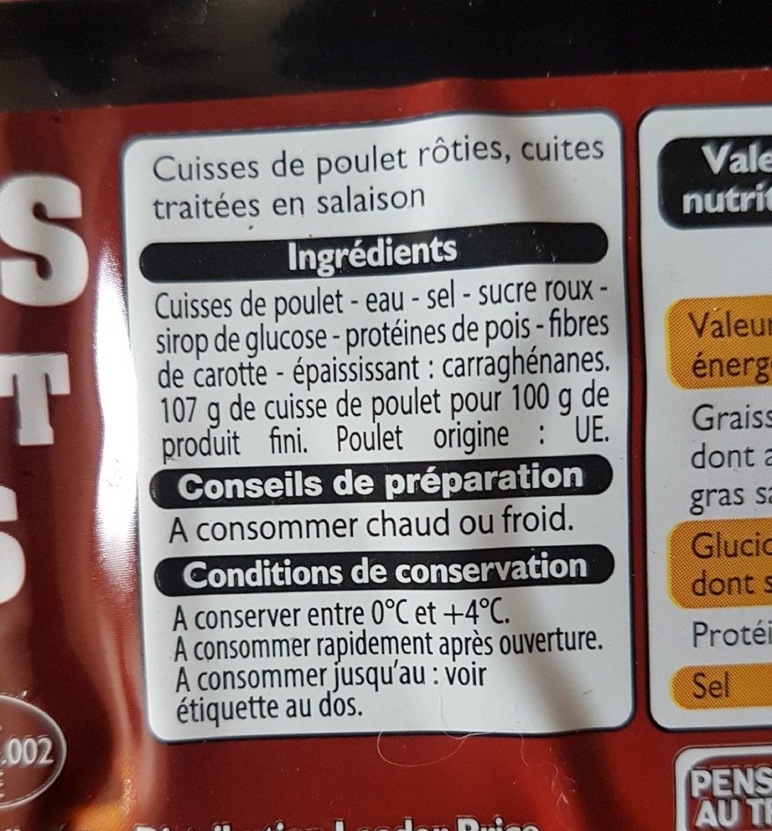 Cuisse de poulet rôties - Ingredients - fr