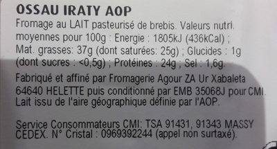 Ossau iraty aop - Ingredients - fr