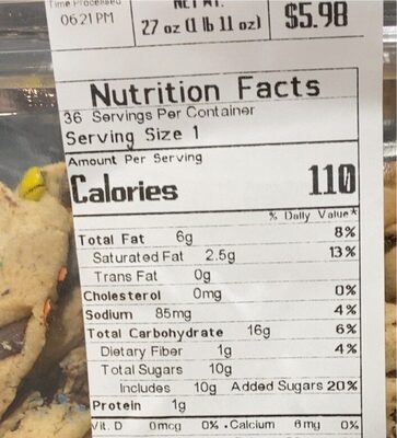 Mini candy 36ct cookies - Nutrition facts