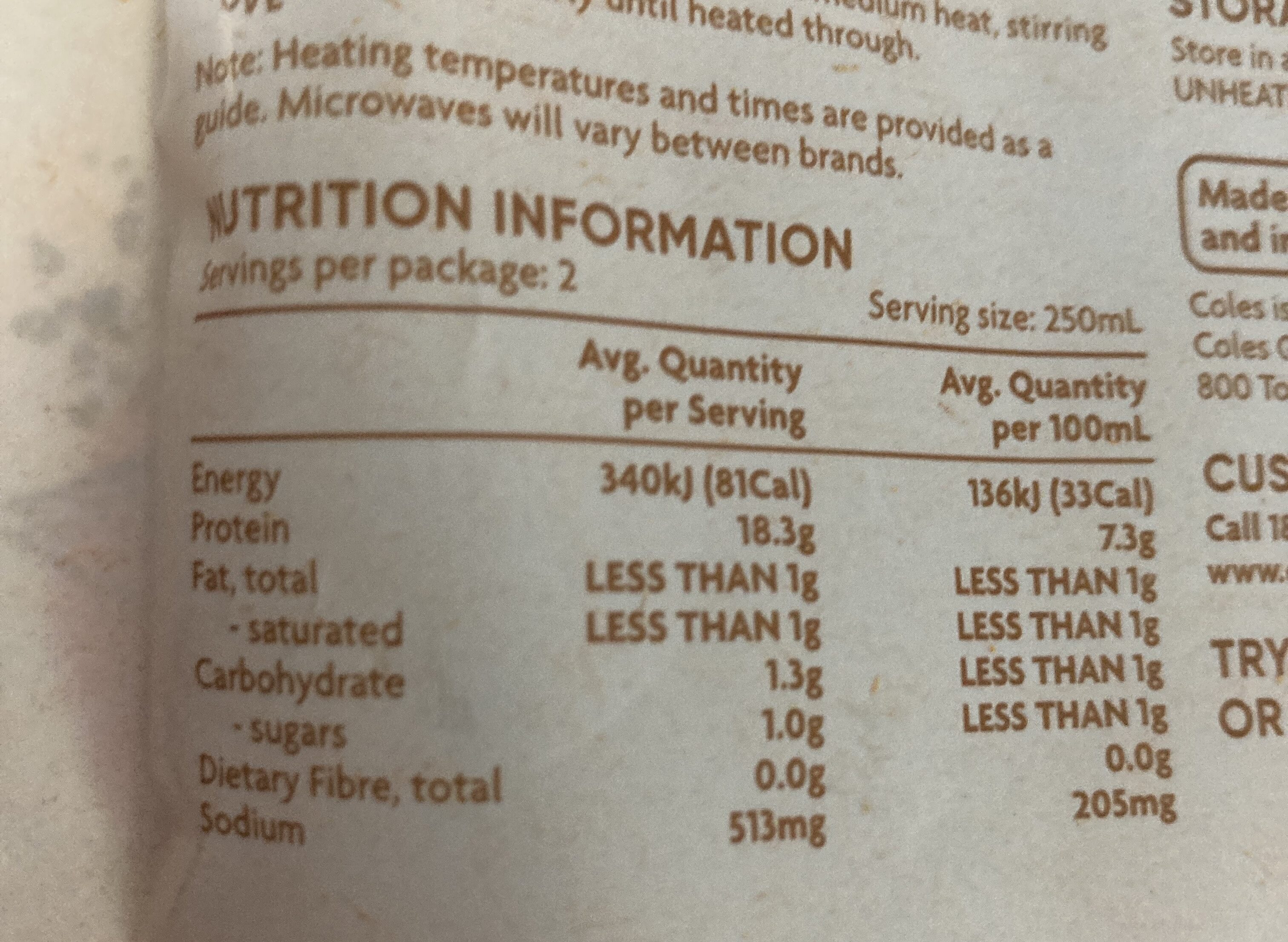Beef Stock - Nutrition facts