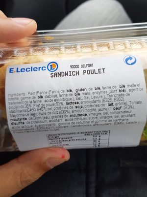 Sandwich Poulet Leclerc - المكونات - fr