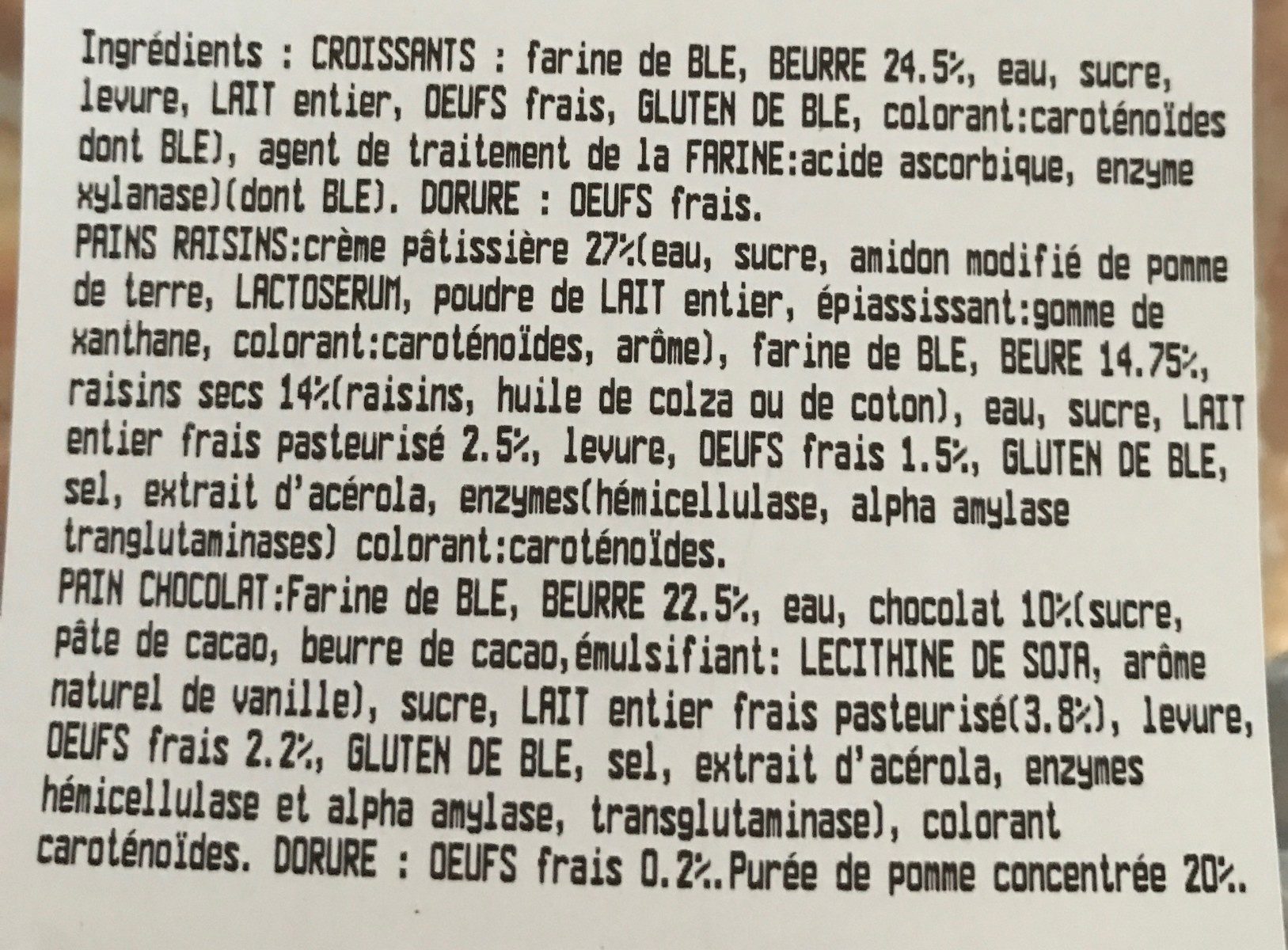 Minis viennoiseries x 12 assorties - Ingredients - fr
