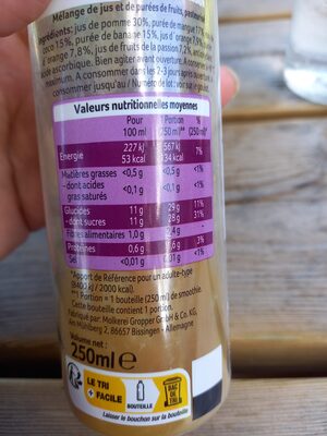Fiche nutrition   250 ml