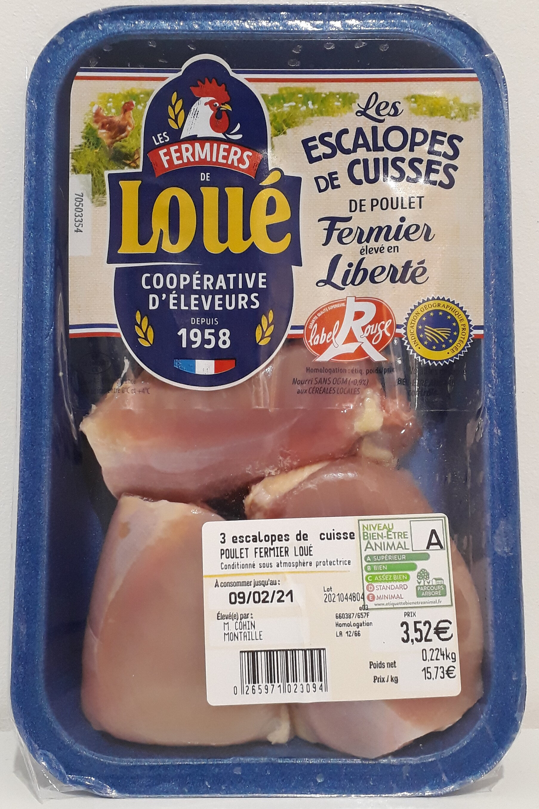 Escalopes de cuisses de poulet fermier - Product - fr