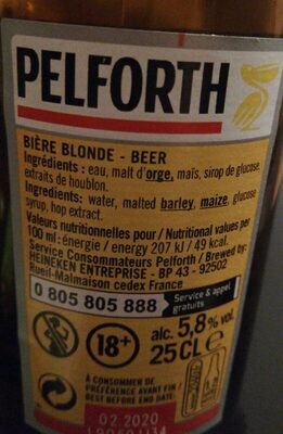 Pelforth - Ingredients - fr