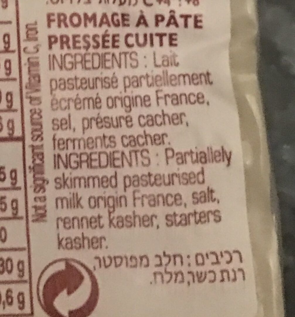 Emmental Français - Ingredients - fr