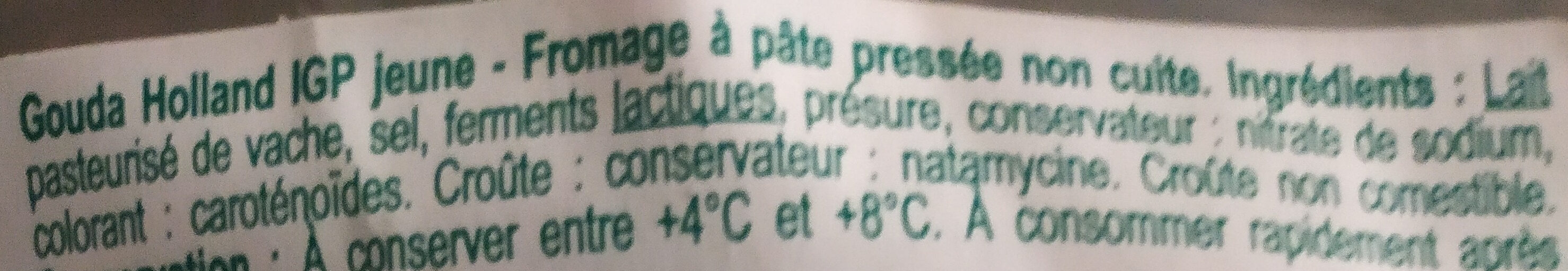 Gouda de Hollande IGP - Ingredients - fr