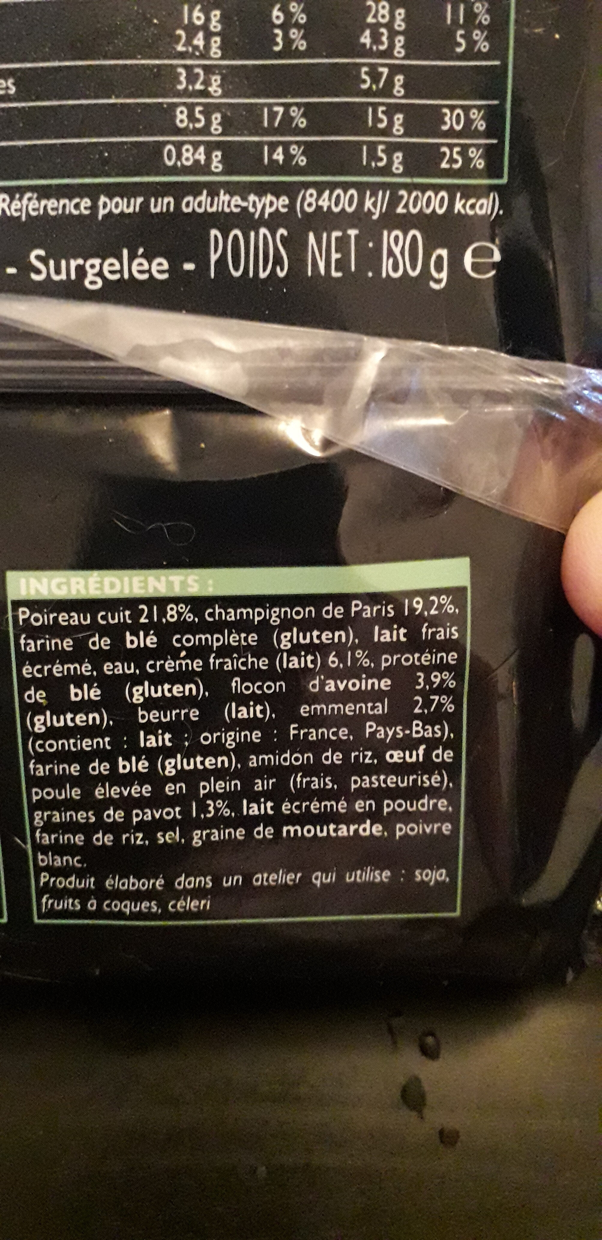 tartelette poireaux champignon de paris - Ingredients - fr
