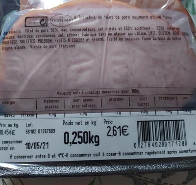 Rôti de porc - Nutrition facts - fr