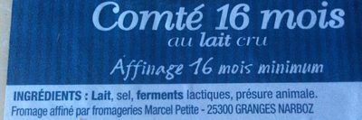 Comté au lait cru 16 mois d affinage - Ingredients - fr