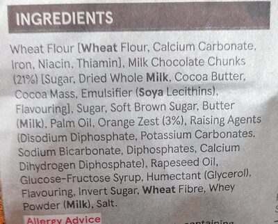 Tesco milk chocolate orange cookies - Ingredients