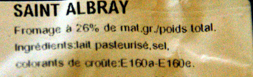 Saint Albray® (26 % MG) - Ingrédients