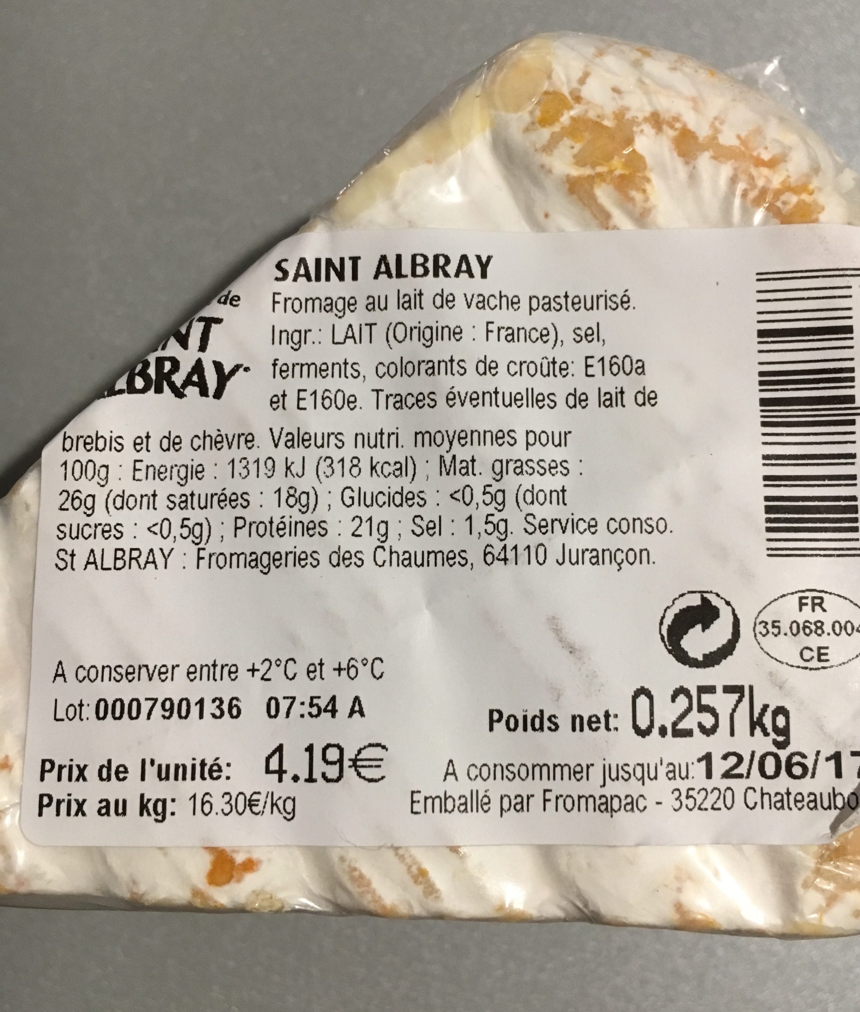 Saint Albray - Ingrédients