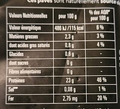 2 pavés - Nutrition facts - fr