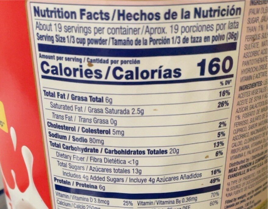 Toddler nutritional - Nutrition facts