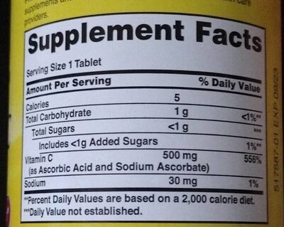 Vitamin c - Nutrition facts