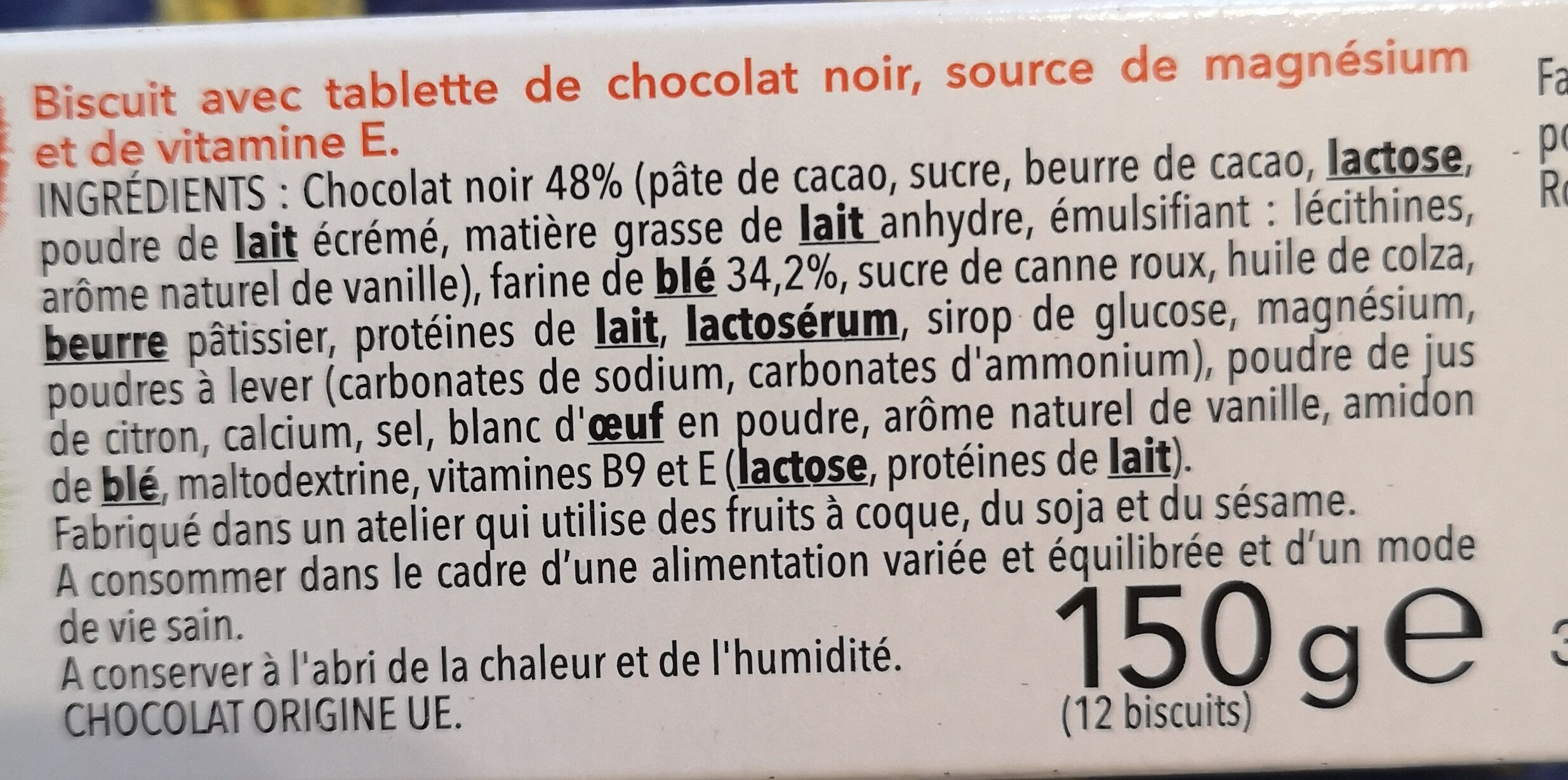biscuit chocolat noir - Ingrédients