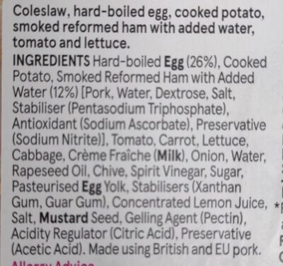 Ham, egg and coleslaw salad - Ingrédients - en