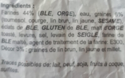 pain nordique - Ingredients - fr
