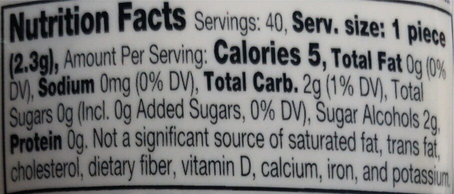 Ice Cubes Sugar Free Gum - Nutrition facts