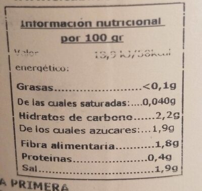 Cebollitas enteras sabor anchoa - Informació nutricional - es