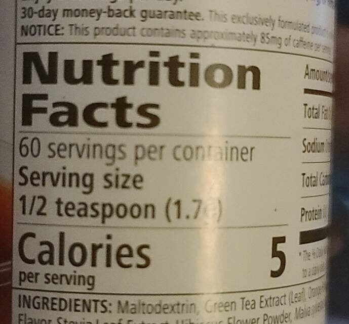 Herbal tea concentrate - Nutrition facts