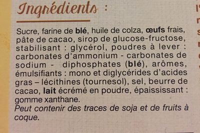 Madeleine choco pepites - Ingredients - fr