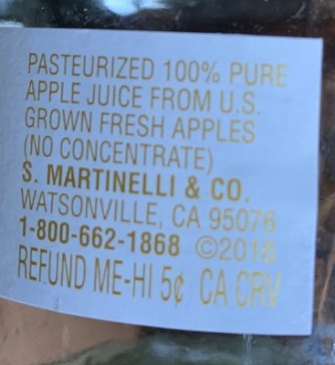100% pure apple juice from US grown fresh apples - Ingrédients
