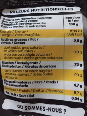 Chokinoa cacao - Nutrition facts - fr