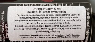 Dr Pepper Cherry - Tableau nutritionnel