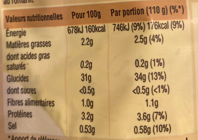 Riz aromatisé au citron et romarin - Nutrition facts - fr