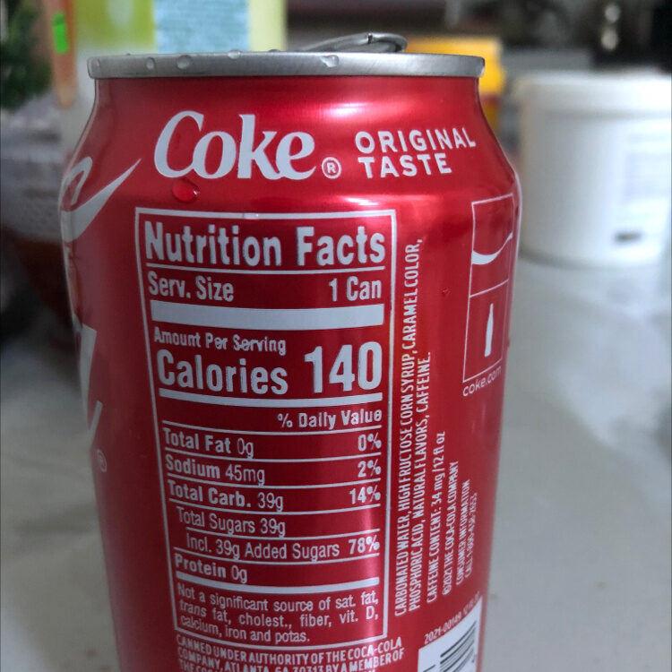 Coca-Cola - Valori nutrizionali - en