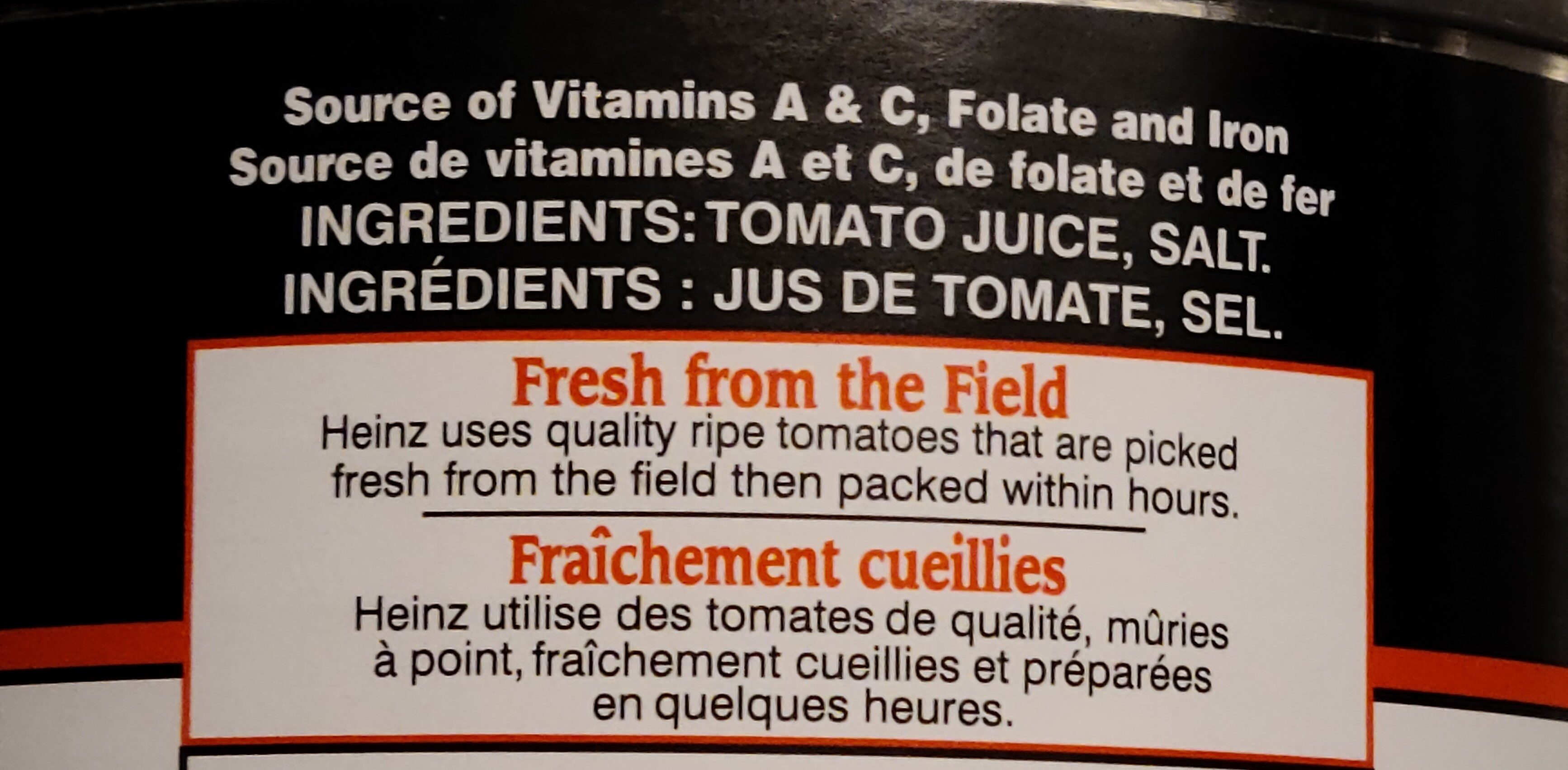 Jus De Tomate - Ingredients - fr