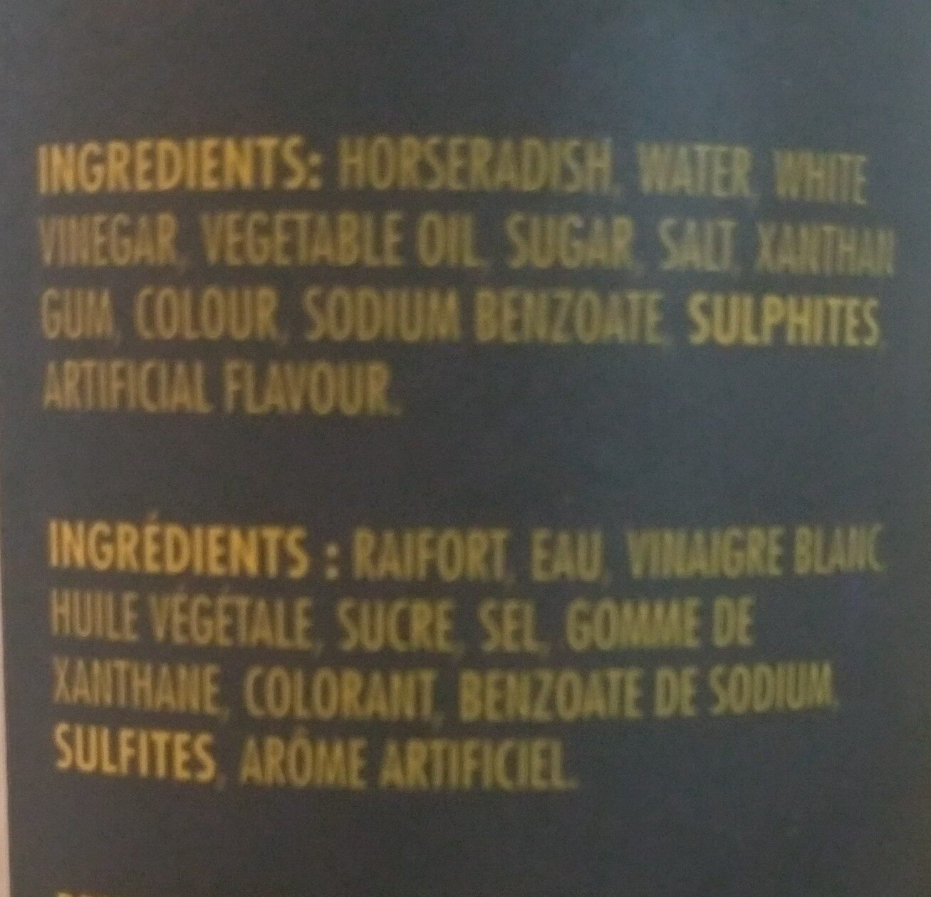 Horseradish - Ingrediënten - en