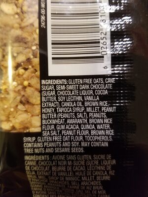 Heathy grains granola bar - Ingrédients - en