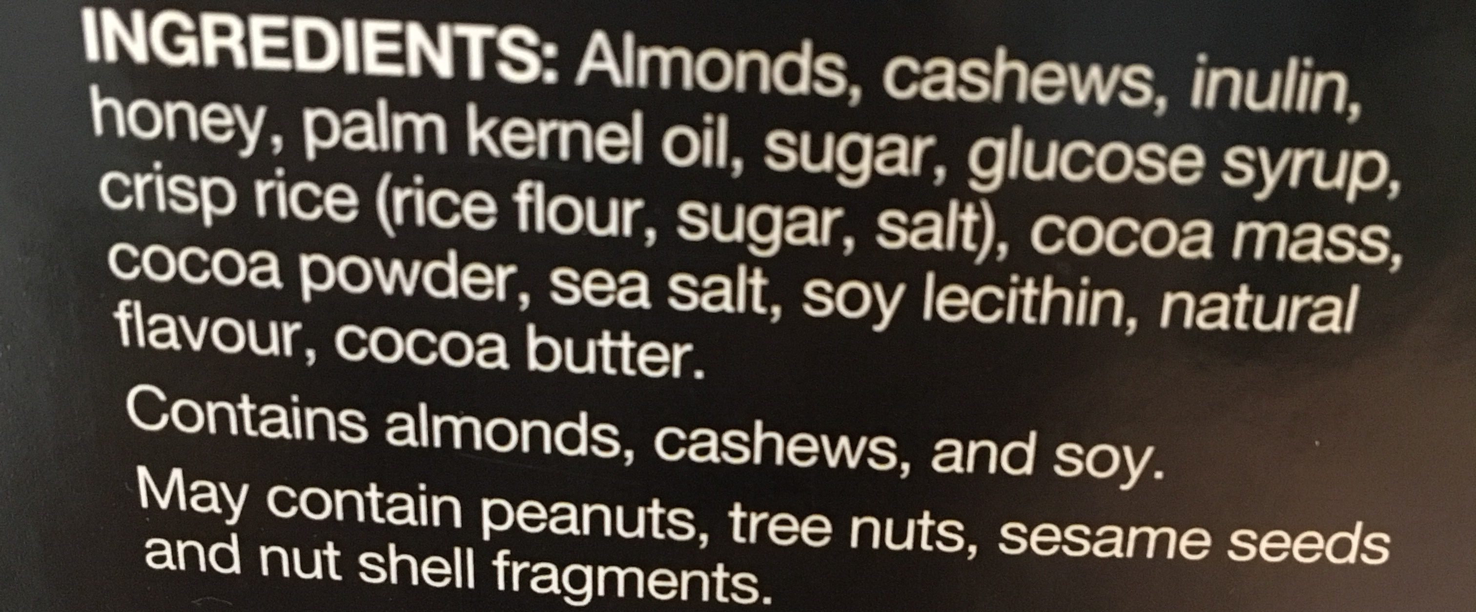 Almond Salted Caramel & Dark Chocolate - Ingredients