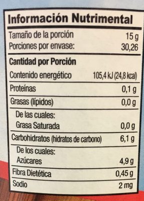 Mermelada de Fresa reducida en calorias - Información nutricional