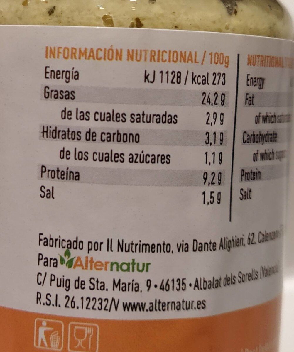 Pesto de calabacín y curry - Nutrition facts - es