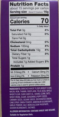 Milton's Baked Crackers - Nutrition facts