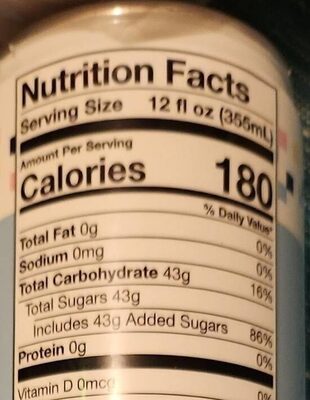Blue Raspberry Fizzy Drink - Nutrition facts