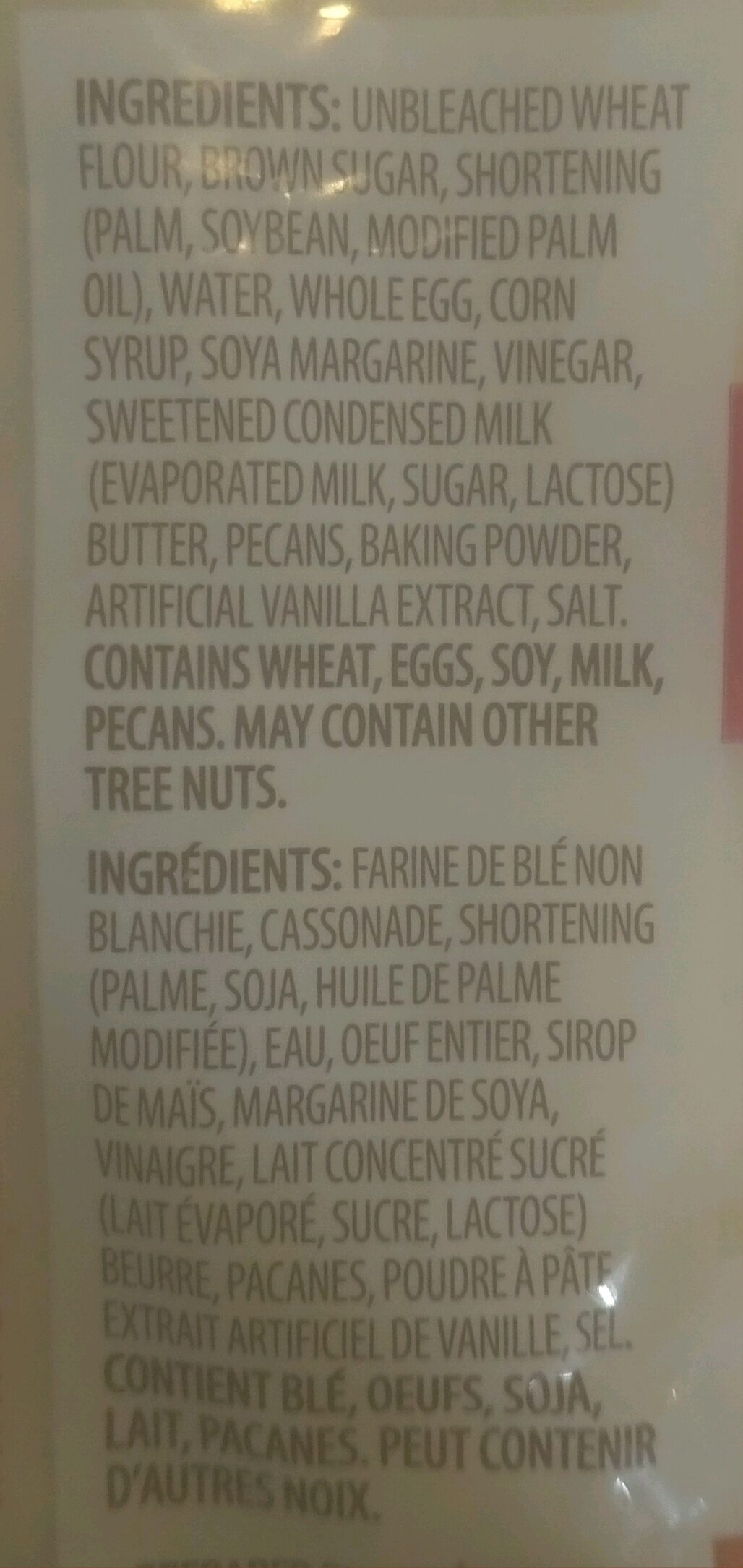 Pecan Butter Tarts - Ingrédients