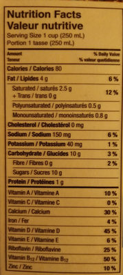Lait Amande/noix de coco - Nutrition facts