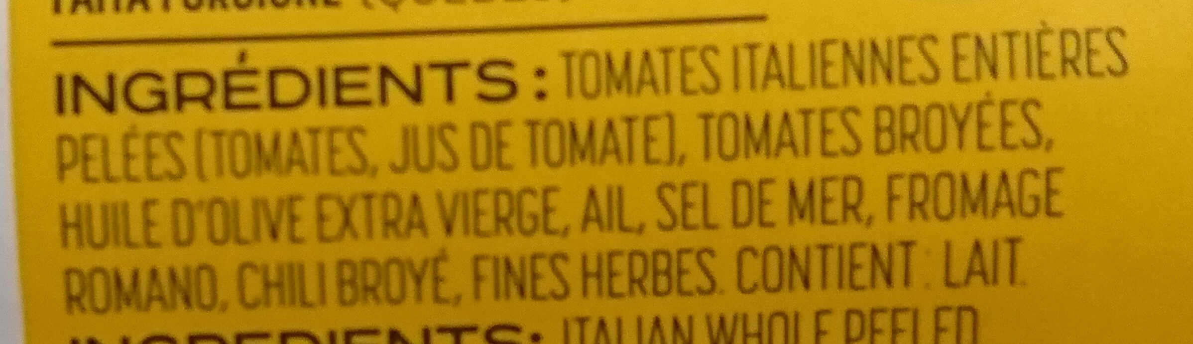 Pizza sauce tomate - Ingredients - fr