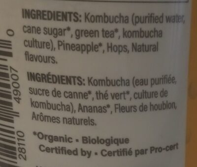 Pineapple Hops Kombucha - Ingredients