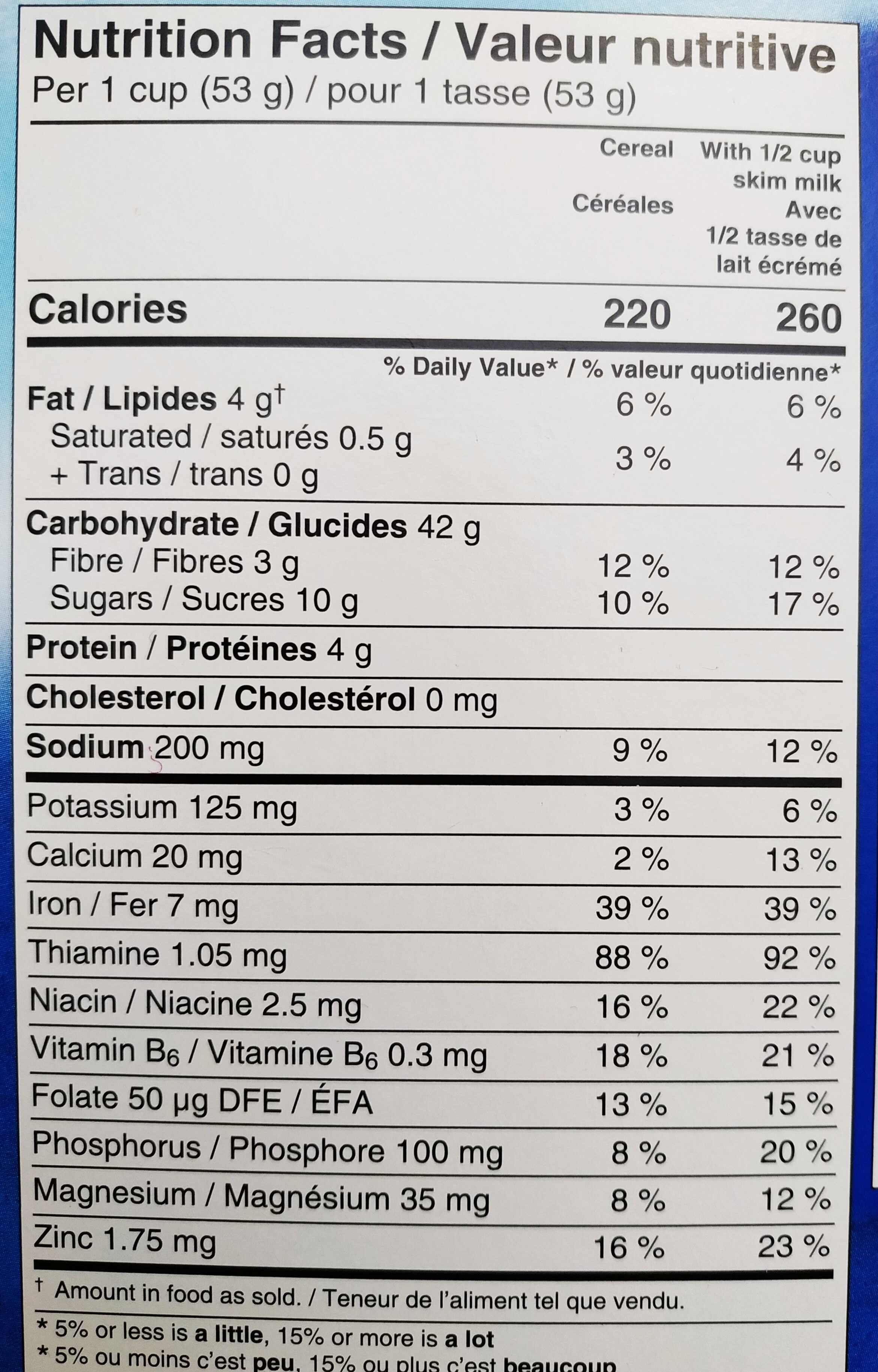 Honey Bunches of Oats - Nutrition facts