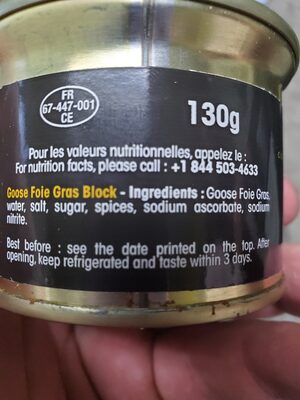 maison fayard goose foie gras - Ingredients