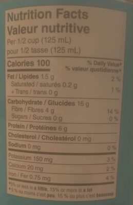 No Salt Added Chick Peas - Tableau nutritionnel
