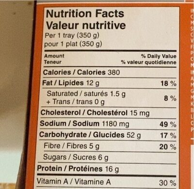 Fiche nutrition Manchurian chicken Our finest 